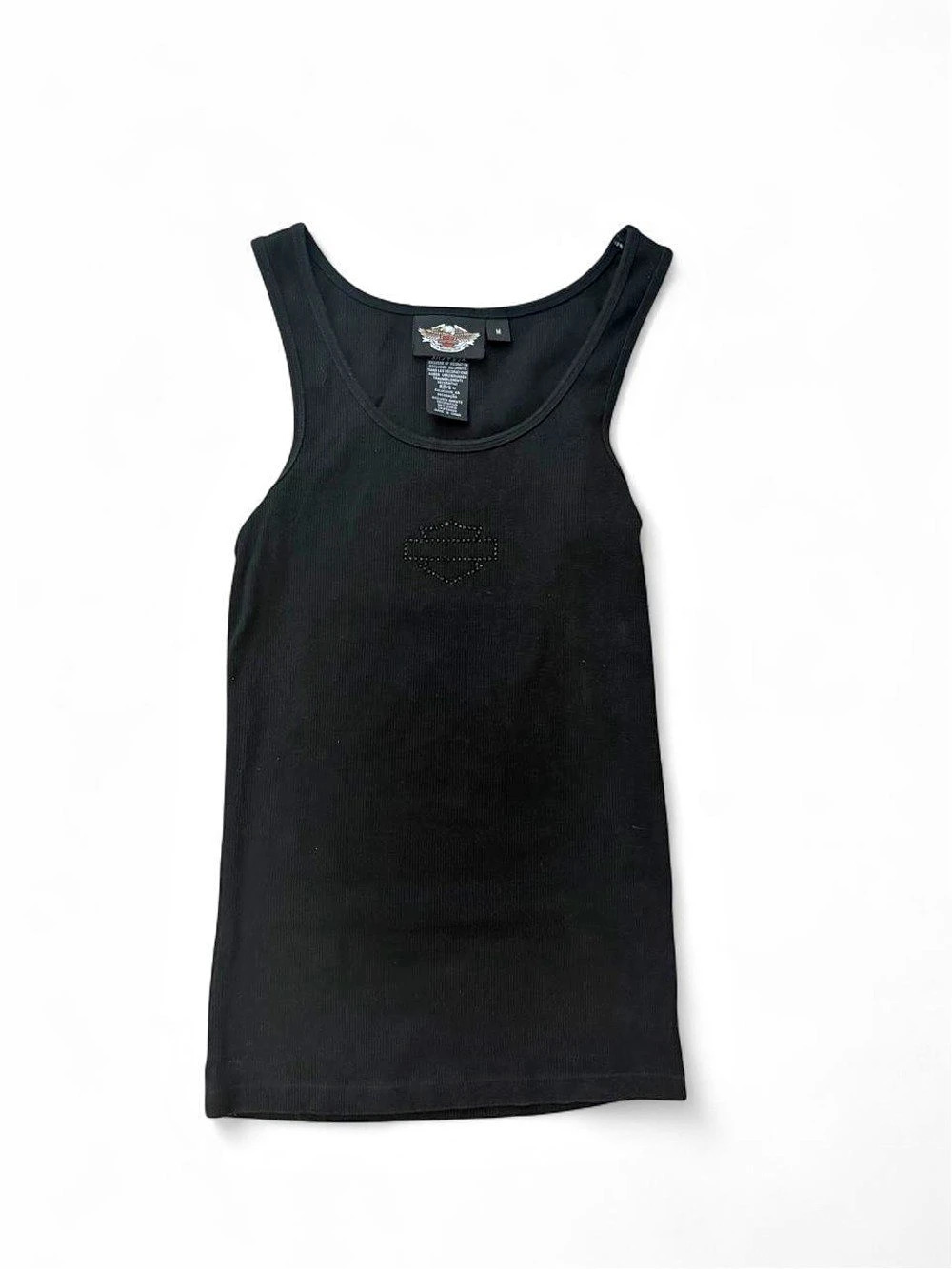 Vintage Harley-Davidson Bedazzled Tank Top in Black Size Medium